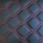 Red Chain Stitch Faux Leather Material